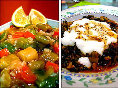 zeytinyağlı pırasa & yoğurtlu ıspanak