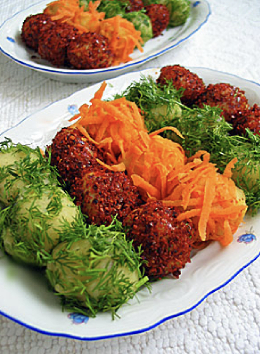 renkli patates topları ve bağlama poğaça